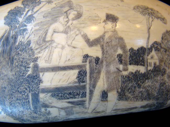 A highly detailed and beautiful 19th century scrimshaw whale's tooth circa 1840 — image 4